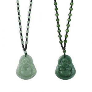 HOBBIESAY Lot de 2 colliers avec pendentif Bouddha Maitreya - 2 couleurs - Bouddha rieur - Collier bouddhiste - Amulette - Perles de cristal souriantes - Cha&icirc;ne de corde porte-bonheur - Cadeau pour (HOBBIESAY FR, neuf)
