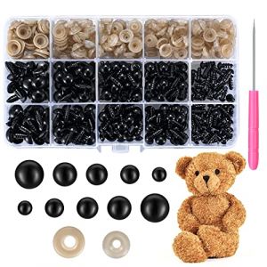 440 Pièces Yeux de Sécurité avec Rondelles(220 Yeux + 220 Rondelles), Petites Poupées Plastique Peluche Yeux de Sécurité, pour Peluches/Jouets Tricotés/Animaux Peluche Ours- 6/8/9/10/12mm (XinJiHuiKeJi, neuf)