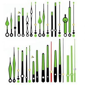 LEEQ Kit de 12 Aiguilles d'Horloge Fluorescence - Mécanisme Longue Aiguille Horloge en Aluminium Aiguilles de Mécanisme Horloge Quartz DIY Horloge Pendule Remplacement des Pièces de Rechange (LEEEU, neuf)