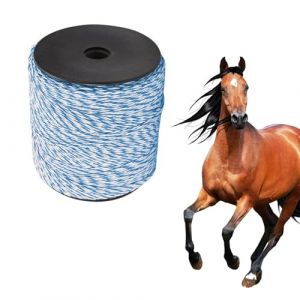 Fil de Clôture Électrique, 500M Corde de Clôture Électrique, Accessoire de Clôture Électrique pour Ferme, Corde Conductrice en Acier Inoxydable pour Chevaux de Ferme, Moutons, Chèvres, Bleu (AceJuye, neuf)