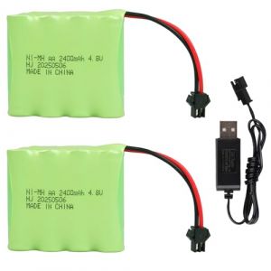 2PCS 4,8V 2400mAh Batteries Rechargeables AA NiMH avec Prise SM-2P et C&acirc;ble de Charge USB pour Voiture RC Camion Jumper Excavatrice RC SY-E511, Jouet &Eacute;lectrique, Outils &Eacute;lectriques (Aofonchy, neuf)