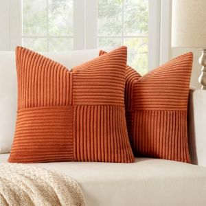 MIULEE Lot de 2 Housse Coussin en Velours C&ocirc;tel&eacute; 40x40cm Caramel Housse de Coussin Decoratif Coussin de Canap&eacute; Moderne Doux D&eacute;co Coussin de Canap&eacute; (MIULEE HOME, neuf)