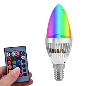 Changer l'ampoule de lampe de bougie,E14/E12 3W RGB LED Kit de télécommande d'ampoule de candélabre, ampoule LED avec télécommande(E14), Bougie RVB Ampoule LED à changement de couleur candélabre (Haedaxua, neuf)