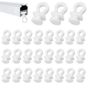 TILONKJ 120 Pcs Coulissant Crochet Rideau Rail, Glisseur Rideaux, Blanc Coulissant Rail Rideau, Crochets en Plastique Coulissants, pour Rideaux de Douche Porte et Fen&ecirc;tre (xiaotianlongmaoyi, neuf)