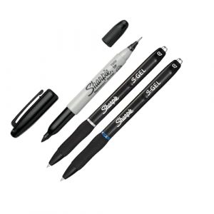 Sharpie S Gel Noir et Bleu | 1x marqueur de d&eacute;coration &agrave; double pointe | 3 comptes (Famica FR, neuf)