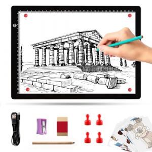 Table lumineuse A4, plaque lumineuse magn&eacute;tique ultra fine, c&acirc;ble d'alimentation USB de type C, luminosit&eacute; en continu &agrave; intensit&eacute; variable pour dessin, peinture diamant, tatouage, radiographie (ELICE EU, neuf)