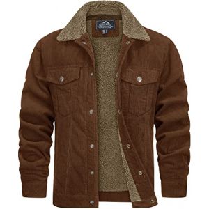 TACVASEN Veste se Camionneur pour Homme Veste Cargo Décontractée Veste en Velours Côtelé Vestes D'Hiver Marron,3XL (TACVASEN-EU, neuf)