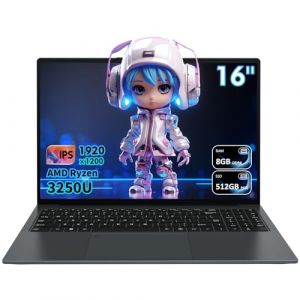 Pryloxen Ordinateur Portable 16" FHD Ultra-Fin - Processeur Ryzen 3 3250U 3.5 GHz | 8 Go DDR4 + 512 Go SSD | Écran IPS 1920x1200 | Clavier Rétroéclairé | WiFi 5G | Design Léger 1,68 kg (JiuFangYingTong, neuf)