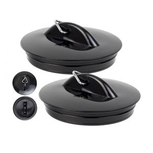 Bouchons de vidange universels, Lot de 2, pour lavabo et Baignoire, Bouchon de vidange 2", &Oslash; 53 &ndash; 52 mm, PVC, Noir, Bouchon de vidange pour Baignoire, pour lavabo, &eacute;vier de Cuisine et Salle de Bain (Your Day Mate, neuf)
