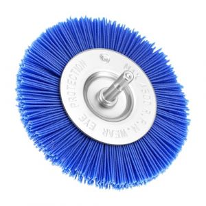 QWORK&reg; Brosse Perceuse Nylon 100 mm pour Poncage Fin et Polissage - Grain 180, Tige Hexagonale 1/4", Compatible Perceuse, Visseuse & Meuleuse (shavinglikes, neuf)