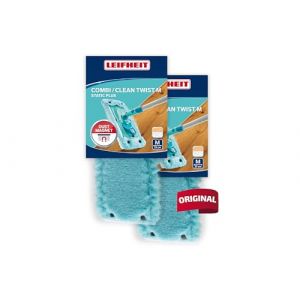 Leifheit Lot de 2 housses lave-sol Clean Twist M static plus, housse de rechange en microfibres polyester pour tous les types de sols lisses, housse pour balai nettoyage à sec (avantrado.shop, neuf)