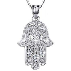 Collier Main de Fatma en Argent Sterling 925, Pendentif Main de Fatma Argent et Gemme Bijoux Cadeau, Collier Argent Anniversaire Noël Cadeaux pour Petite Amie Femme Maman (Aniu, neuf)