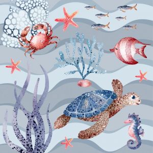 Lot de 20 serviettes en papier avec motif animaux maritimes dans la mer profonde comme décoration de table Serviettes en papier avec motif Convient également pour le découpage et la technique des (Malagro Versandhandel - Expédition depuis l'Allema, neuf)