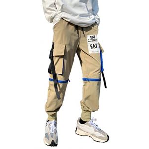ORANDESIGNE Homme Pantalon Cargo Casual Pantalon Survêtement Hip Hop de Travail Streetwear Tactique Z2 Kaki M (Wowmart Zoo X., neuf)