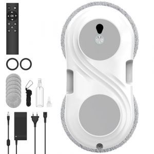 Robot Nettoyeur Vitre, 8000 Pa Robot Laveur de Vitre Automatique avec Double Pulv&eacute;risation D'eau, T&eacute;l&eacute;commande, Syst&egrave;me de S&eacute;curit&eacute;, Navigation Intelligente, D&eacute;tection de Bords, pour Surfaces Lisses (Pro r, neuf)