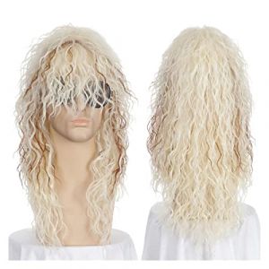 Perruque Synthétique Pour Homme Et Femme - Longue Bouclée - 4 Couleurs - Cheveux Rock - Pour Déguisement D'Halloween - Petits Rouleaux - Perruque Grise Pour Femme (3) (ydxdsp, neuf)