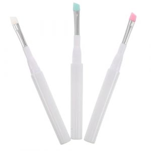 BATHVEVE 3pi&egrave;ces Pinceau &agrave; Maquillage Silicone Avec Couvercle De Applicateurs Pour Ombre &agrave; Paupi&egrave;res Et S&eacute;paration Des Doux Et R&eacute;utilisables Pour Voyages Transparent (MINAMYIO, neuf)