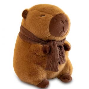 VerLuky Capybara Doudou en peluche de 25 cm avec foulard, doudou cochon d'eau, simulation mignonne, jouet en peluche, cadeau pour adultes et enfants (WANGKAIYUEKEJI, neuf)