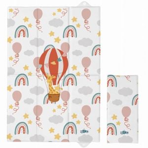 Kikido Matelas &agrave; Langer de Voyage 40x60 cm - Tapis a Langer pour B&eacute;b&eacute; Pliable et Imperm&eacute;able 60x40 cm - Montgolfi&egrave;re - Matelas &agrave; Langer Nomade, Portable, Doux et Confortable pour le Change de Couches (Clikeaze FR, neuf)