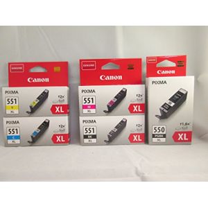 Cartouches originales PGI- 550 XL Set PGBK, CLI -551 XL C, XL CLI -551 M, CLI -551 Y XL, CLI -551 BK XL (Tops--deals, neuf)