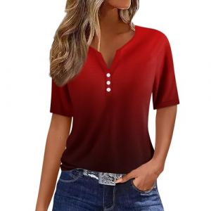 Chemisiers Et Blouses Femme, Chemisier Femme Chic Et éLéGant Manches Courtes Sexy ÉTé Grande Taille DéContractéE Chemisier Femme Haut Femme Chic Et Elegant Blouse Femme(A Vin,M) (LOAMD, neuf)
