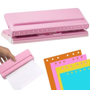Perforateur En M&eacute;tal R&eacute;glable &agrave; 6 Trous: Poin&ccedil;on De Feuilles Mobiles Avec Marque De Positionnement, A5 A6 A7 Perforateur 6 Trous, Feuille Perforateurs Pour Documente, Planners, Agendas, Cahiers (Rose) (TRUST AND BU, neuf)
