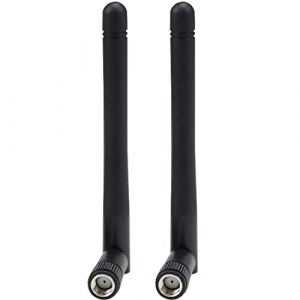Fohevers Lot de 2 antennes WiFi 5,8 G/2,4 G double bande WiFi antenne WiFi SMA femelle adaptateur rotatif &agrave; 90 &deg; Connecteur 2DBi omnidirectionnel Wifi Signal Antenne pour routeur sans fil (HSJH, neuf)