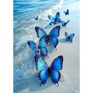 HEIBAGO Paysage Diamond Painting pour Adultes, 5D Papillons Diamond Painting Complet Diamant Kit, DIY Diamant Broderie Strass Point de Croix Mer Cristal Painting pour Murale Décoration 30x40cm (JINYULIANG, neuf)