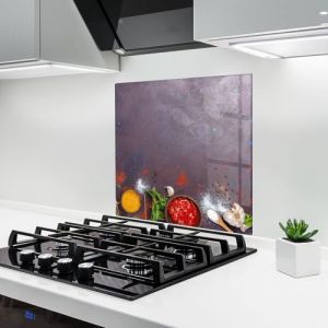 ARTHUB® Crédence de Cuisine en Verre 60x60 cm, Tomato Sauce | Protection Contre Les éclaboussures, Revêtement Mural en Carreaux, Plaque en Verre, Verre trempé, Aliments, Épices (ARTHUB - wall decor, neuf)