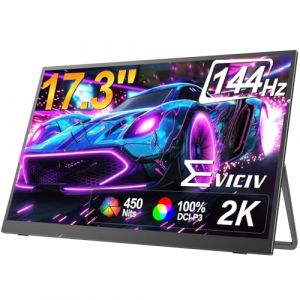 EVICIV Ecran Portable 2K 144Hz 17,3 Pouces Grand Moniteur Mobile avec VESA, 2560 * 1440 Bo&icirc;tier en Aluminium uni &Eacute;cran IPS pour Ordinateur Portable/PC/T&eacute;l&eacute;phone (ZIJIANYAN, neuf)