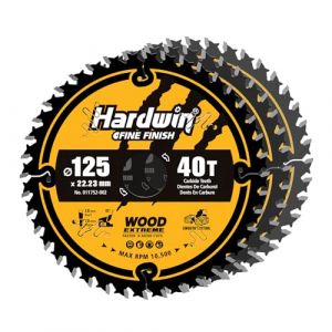Hardwin Lame de Scie Circulaire 125mm 40 Dents ATB Carbure Tungst&egrave;ne, Al&eacute;sage 22.23mm, Compatible Scies sur Table/Portatives, Lot de 3 (VIERDWIN TOOLS, neuf)