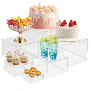 Umelee Pr&eacute;sentoir Aperitif Buffet 6 PCS, Support Buffet en Acrylique &agrave; Fond Creux, Pr&eacute;sentoirs pour Aliments, Desserts, Bijoux, Figurines, pour Table de F&ecirc;te, D&eacute;coration (Transparent) (Umelee-EU, neuf)