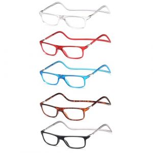 NEW VISION Lunettes 5 pack, Lunettes Loupe, Lunettes De Lecture Magnétique, Longueur RéGlable Lunette De Lecture Homme Femme, NV2904 (5colori, 2, x) (New Vision Milano, neuf)