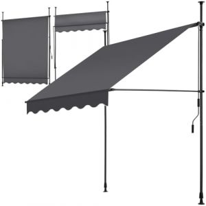 tectake Store banne sans Perçage Auvent Marquise Retractable avec Manivelle Multi-Fonction Store latéral Enroulable Brise Vue Brise Soleil Opaque en Aluminium - Noir/Gris, 150 x 180 cm (Made4Home SAS, neuf)