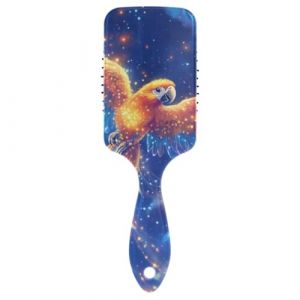 Brosse &agrave; cheveux antistatique dr&ocirc;le Macaw Golden Flash Flying Perroquet pour brushing. Brosse de massage con&ccedil;ue pour les cheveux courts avec poign&eacute;e ergonomique pour cepillos para cabello (LLiangCai, neuf)