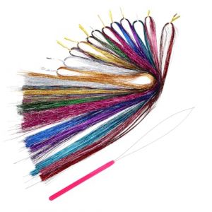 TOPPERFUN M&egrave;che Extension Cheveux Color&eacute;e 12 Pi&egrave;ces 90 Cm Brillantes Multi-couleurs Rallonge Postiche Femme F&ecirc;te Cosplay Bricolage (Linuya, neuf)