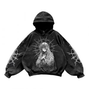 KBOPLEMQ Sweat &agrave; capuche t&ecirc;te de mort pour homme - Costume d'Halloween Y2K Harajuku - V&ecirc;tement gothique - Pull &agrave; capuche 3D - D&eacute;contract&eacute; - Manches longues - Hip Hop - Veste d'hiver gothique, L (VISNA, neuf)