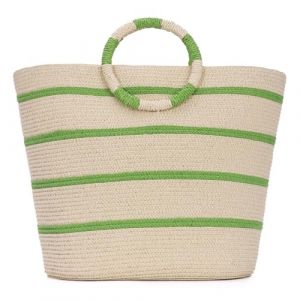 EVEOUT Sac Cabas en Paille pour Femmes Sac Fourre-Tout en Raphia Sac de Plage d'été Grande Sac à Main Tissé pour Vacances Voyages(Vert Clair) (EVEOUT, neuf)