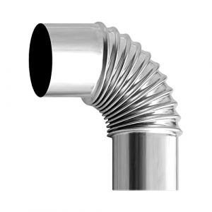 Dubbulon Coude De Po&ecirc;le (6cm de diam&egrave;tre) - Extension &Agrave; 90 Degr&eacute;s, Tube Adaptateur De Conduit D'&eacute; en Acier Inoxydable | Bouchon De Pluie Coud&eacute; pour Po&ecirc;le | Tuyau De Chemin&eacute;e &Eacute;tendu, Camping en Plein (Dubbulon, neuf)