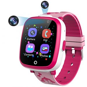 Montre Enfants, Montre Connectée Enfant Fille Garçon, Jouet enfant 3 4 5 6 7 8 9 10 11 12 ans, 6 Jeux, Musique MP3, Caméra, Alarme, SOS, Montre Intelligente 4-12 Ys, Cadeaux pour Filles Garçons (Rose) (GUOSHENGKEJI, neuf)