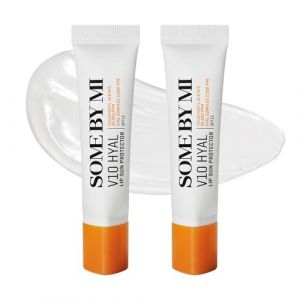 SOME BY MI V10 Hyal Lip Sun Protector Clear &ndash; Lot de 2, 13g &ndash; Baume &agrave; l&egrave;vres cor&eacute;en teint&eacute; SPF 15 pour l&egrave;vres s&egrave;ches et sensibles &ndash; Hydratation &agrave; l&rsquo;acide hyaluronique et vitamine E &ndash; Soin cor&eacute;en (SOME BY MI_FR_Official, neuf)