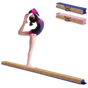 GOPLUS 240cm Poutre Gymnastique Pliable, Poutre Gymnastique Enfants et Adultes, EVA+EPE, 2 Poignées, 6,5cm d'épaisseur, Entraînement de Gymnastique à Domicile (Bleu) (Augenstern24, neuf)