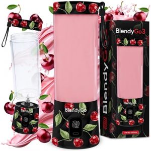 Blender portable BlendyGo 3, Mixeur, Blender Smoothie rechargeable USB, Mixeur Smoothie puissant sans fil, Mini Blender pour smoothies et jus, sans BPA, 550 ml (Black Cherry) (BlendyGo, neuf)