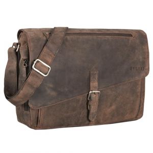 STILORD 'Merlin' Sacoche d'Ordinateur en Cuir XL pour Homme et Femme Vintage Sac Bandouli&egrave;re Serviette &Eacute;tudiant Enseignant Sac &agrave; l'&Eacute;paule, Couleur:Colorado - Marron (STILORD Cuir, neuf)