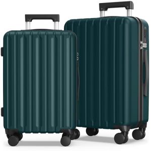 SHOWKOO Set 2 Valise de Voyage Rigide Extensible 100% Polycarbonate L&eacute;g&egrave;re Durable Ultra R&eacute;sistantes Sets de Bagages avec 4 roulettes et Serrure TSA (L+XL- Vert) (USA Travels, neuf)