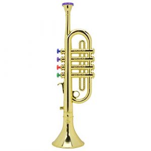 Trompette Enfant,Instrument de Musique Enfant,Trompette Jouet Doré Enduit Trompette Instruments Enfants,Trompette en Plastique Instrument à Vent en Plastique Enduit doré pour Enfants d'âge pr (xjinwalo, neuf)