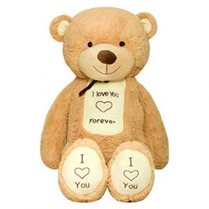 TEDBI Grand Ours en Peluche 160cm | Beige | Géant Nounours Gigantesque Jouet Cadeau d'anniversaire XXL avec Broderie 'Je t'aime pour Toujours' (EURAKOP-FR, neuf)