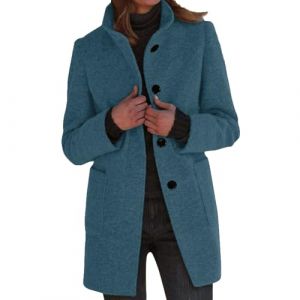 Manteau Laine Femme Hiver Fourrure Bouillie Surdimensionné Saison Duffle Mi-Long Bouclette Froid Longue Manteau Cintré Vêtements Vetement Femme Hiver Chic Bleu M (TOFOTL✈8-21 Jours Arrivent, neuf)