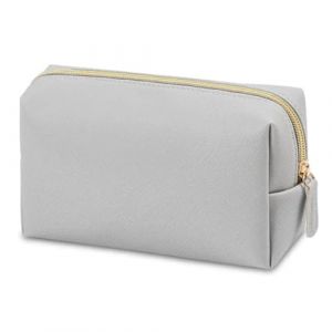 Trousse de maquillage pour femme - Étanche - En cuir synthétique - Couleur unie - Portable - Taille M - Gris (Fay's Warehouse, neuf)