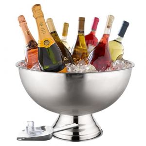 Grand seau à glace de qualité supérieure de 12 L pour fêtes – 40,6 x 40,6 x 25,4 cm – Seau à boisson en acier inoxydable argenté avec pelle – Seau à glace isotherme pour bar à cocktails, bières et (Glotime, neuf)